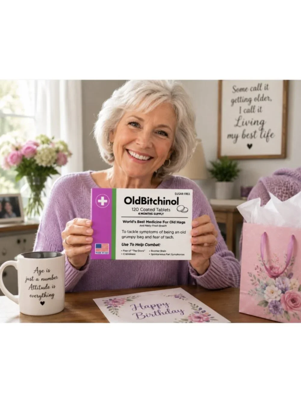 Old Bitchinol Funny Birthday Gag Gift – Novelty Mint Box, 120 Sugar-Free Mints